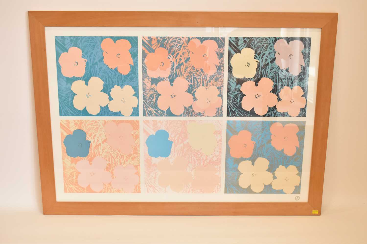 AFTER ANDY WARHOL (1928-1987); a colour print, flowers, six panels as one, with printed Andy - Bild 2 aus 4