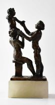 † VINCENT BUTLER RSA, RGI (1933-2017); a bronze figure group of a mother and father playing with