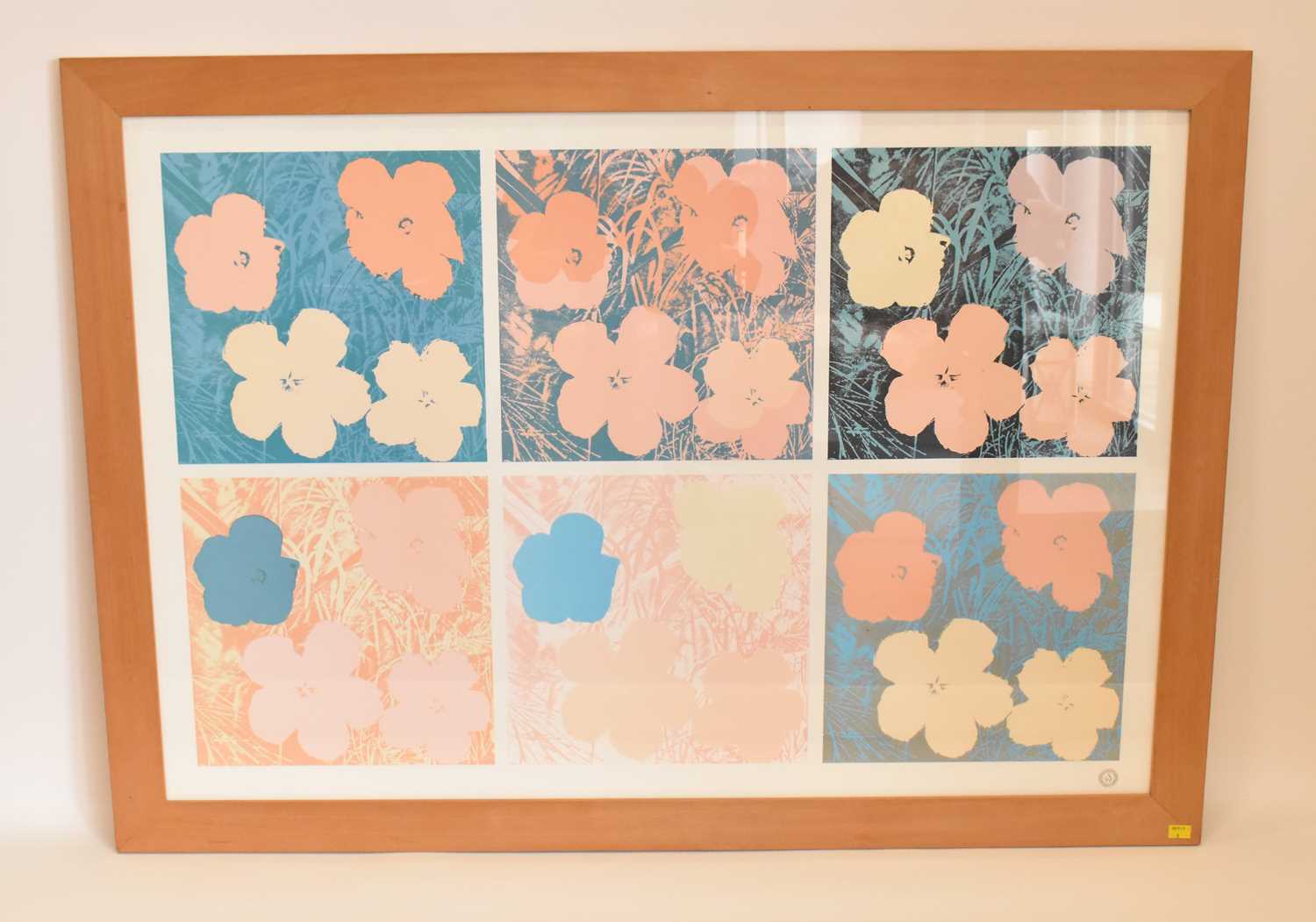 AFTER ANDY WARHOL (1928-1987); a colour print, flowers, six panels as one, with printed Andy - Bild 3 aus 4