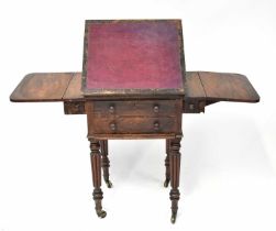 A 19th century mahogany lamp table with later simulated rosewood and leather topped writing slope,