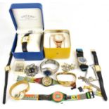 Various ladies' wristwatches including Swatch, stainless steel, gold plated and other examples (11).