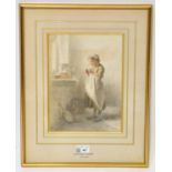 EDOUARD FRERE (1819-1886); watercolour, young kitchen maid, signed lower left, dated '73, attributed