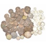 Mixed coinage to include silver and half-silver, mainly UK, a Maria Theresa silver thaler (restrike)