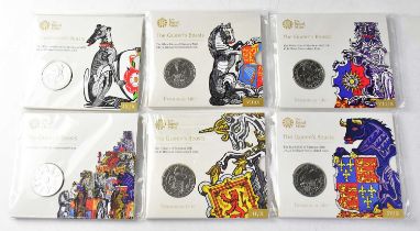 THE ROYAL MINT; six 'The Queen's Beasts £5 Uncirculated Coins', comprising 'The Unicorn of