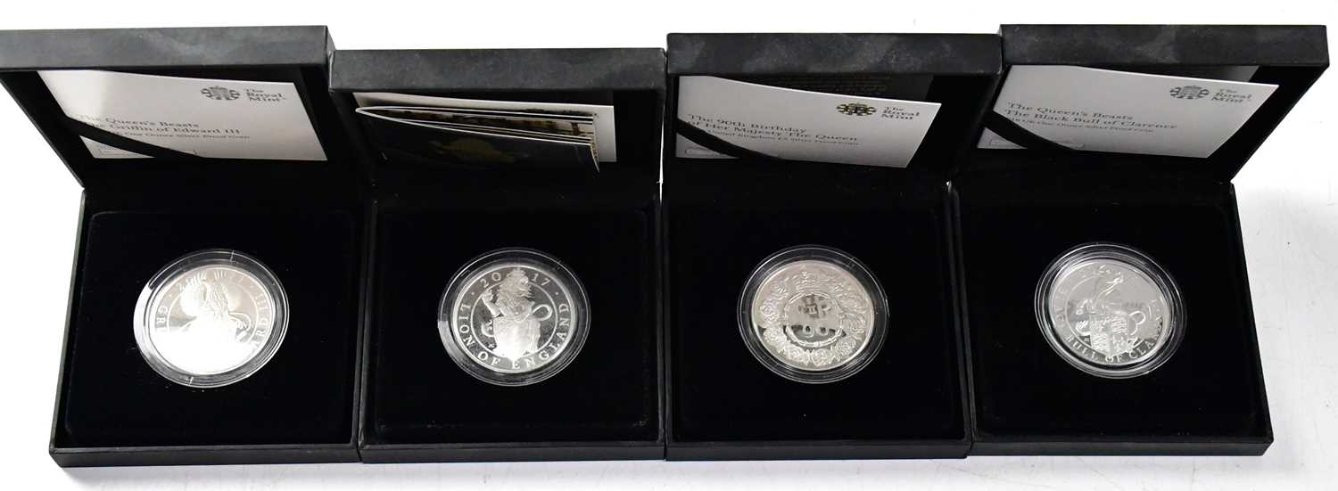 THE ROYAL MINT; a quantity of silver proof coins, to include six 'The Queen's Beasts UK One Ounce - Image 2 of 4