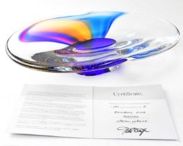 GORAN WARFF FOR KOSTA BODA; a 'Rainbow' dish, limited edition, signed and numbered 5/100, 32.5 x