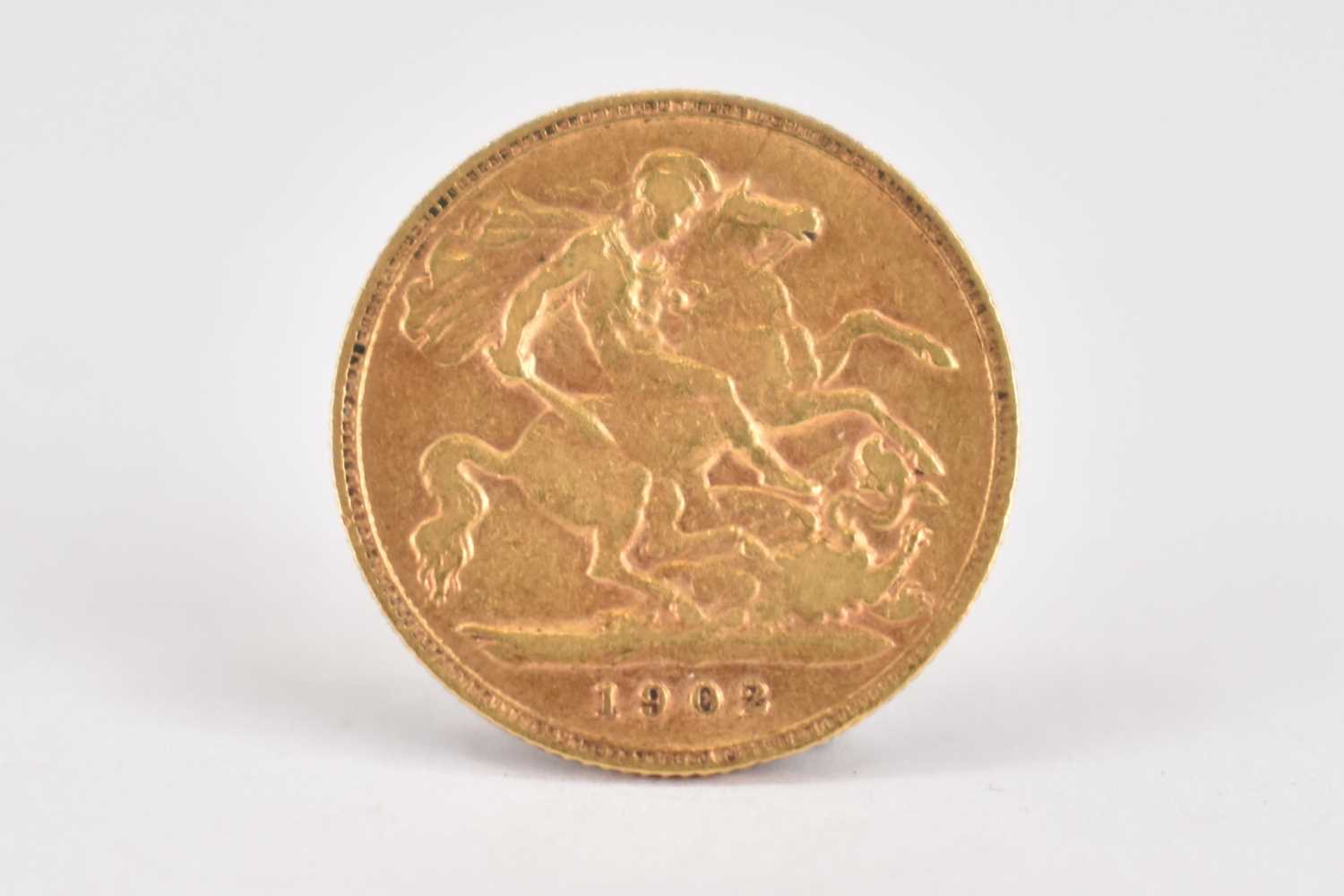 An Edward VII half sovereign 1902, George and Dragon, London Mint. Condition Report: 3.96g.