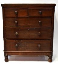 A Victorian mahogany Scottish chest of two short over three long graduated drawers, on bottle