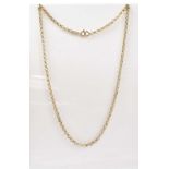 A 9ct gold belcher link necklace, length 75cm, stamped 375, approx. 11.6g.