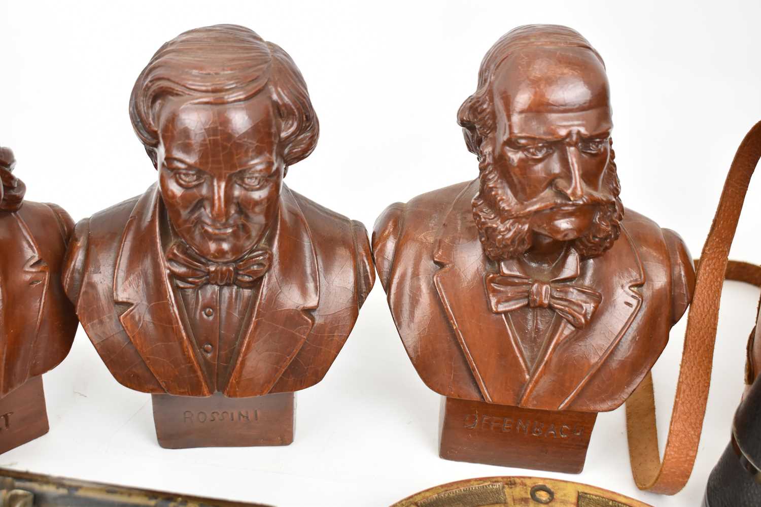 Various collectors' items comprising four resin busts of composers in a wood effect, a rustic - Image 4 of 6