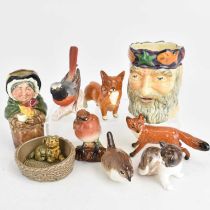 Mixed decorative ceramics to include Beswick figures comprising Fox, Corgi Dog, Robin No. 980, Wren,