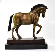 AFTER GIAMBOLGNA (1529-1608); a bronze figure of a horse, raised on square base, bearing