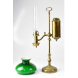 MILLER & SONS, 179 PICCADILLY; a 19th century brass adjustable reading lamp with green glass