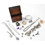 A small quantity of jewellery, to include two hallmarked silver watch chains with T-bar, one set