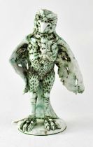 An unusual ceramic figure of a grotesque-style bird, with impressed marks 'JMS' to the base,