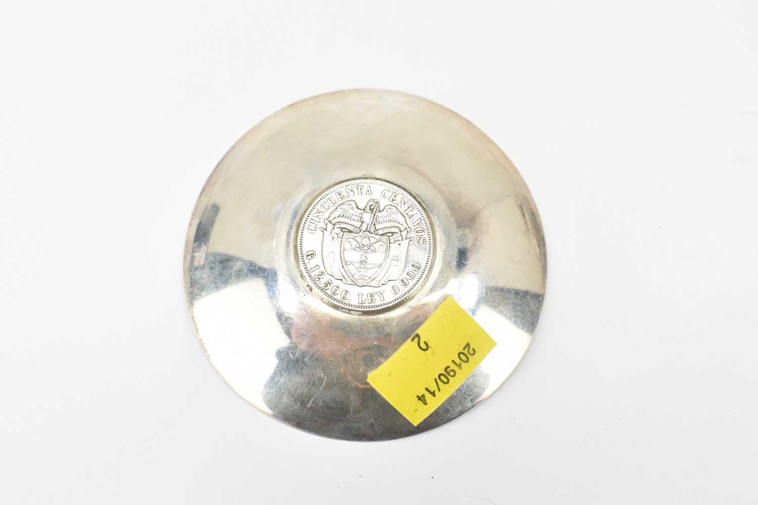 Two silver pin dishes, one with five cent Mexican coin to centre, diameter 8.5cm, the other marked - Image 3 of 5