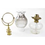 A late 19th/early 20th century ship's wall-mounted oil lamp, with 'Improved Anucapnio Brass Burner',