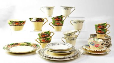 Two part tea services comprising a Myott & Son 'England's Countryside' gilt-heightened Oriental-