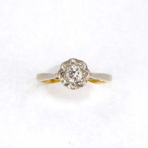 An 18ct gold illusion set diamond ring, 0.25ct, in platinum mount, size K/L, approx. 3g.