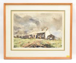 † JOHN RICKARD (British, 20th century); watercolour on paper, 'A Pennine Hill Farm', signed and