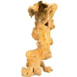 A large decorative tree root sculpture with a polished patina, approx. 95 x 50cm.