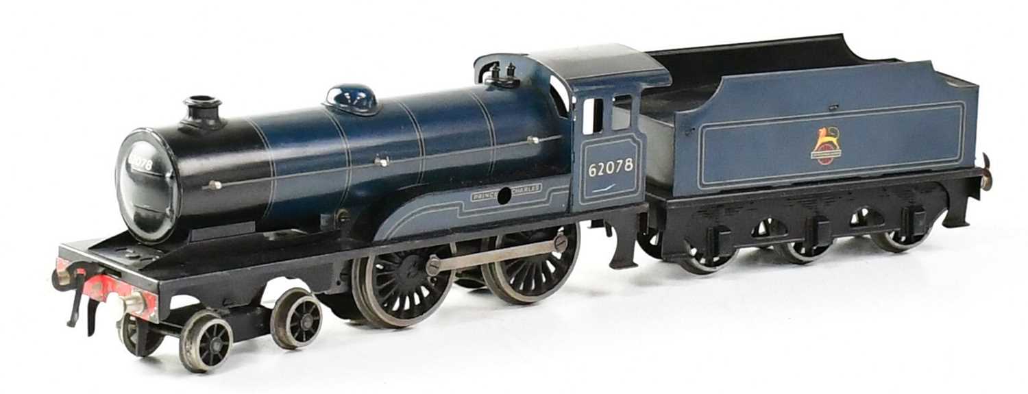 BASSETT-LOWKE; an O gauge three rail scale model of 'Prince Charles' loco and tender in blue livery,