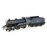 BASSETT-LOWKE; an O gauge three rail scale model of 'Prince Charles' loco and tender in blue livery,