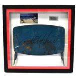 SIR GEOFF HURST; a Wembley seat back signed by Sir Geoff Hurst, the seat was from the old Wembley