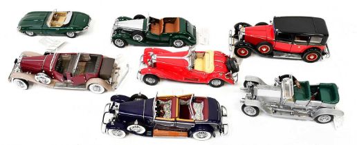 FRANKLIN MINT PRECISION MODELS; seven boxed display model cars comprising Rolls-Royce Silver
