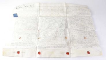 Four indentures on vellum, comprising three relating to land in the County of Lancaster, dated 1804,