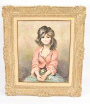 † MARCEL DYF (1899-1985); oil on canvas, 'Jeune Gitane', young girl with daisies, signed lower