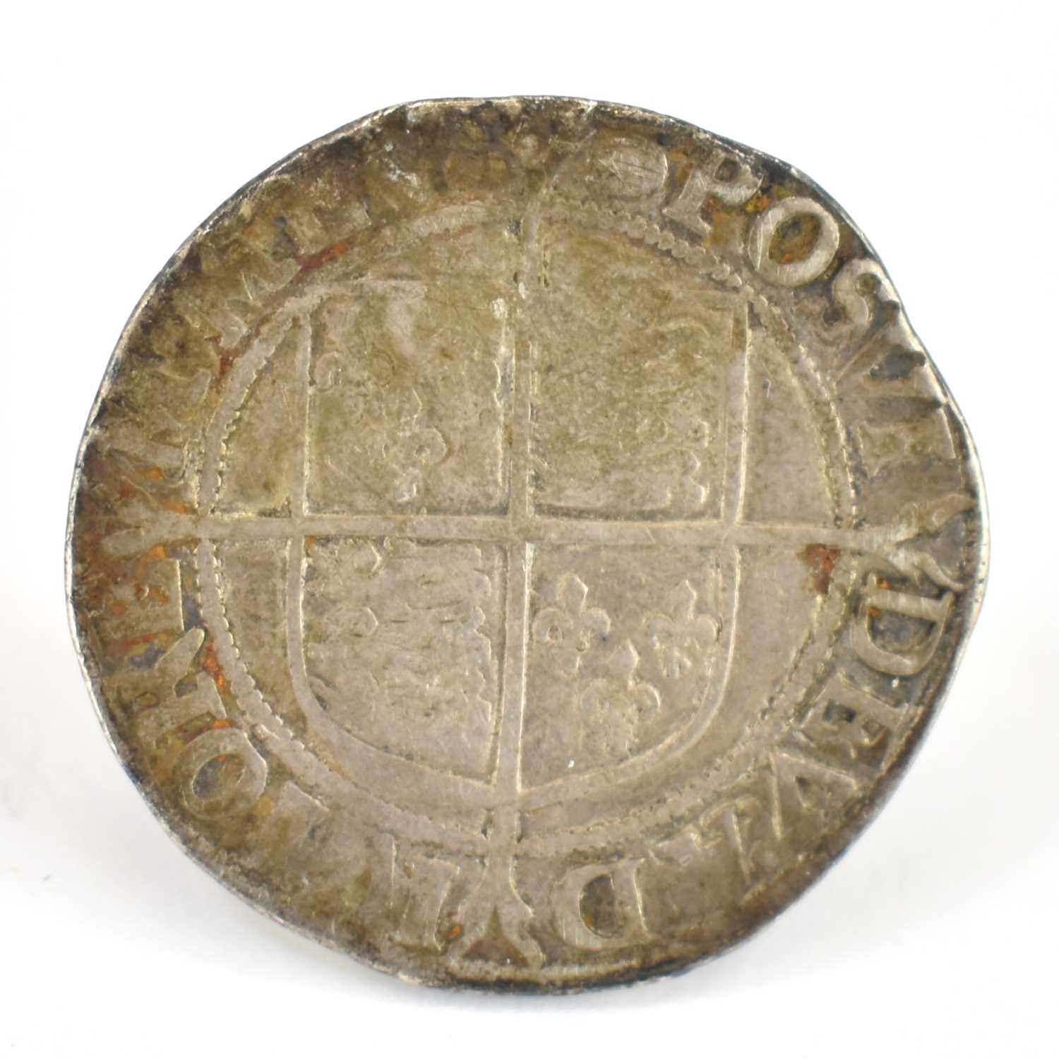 An Elizabeth I (1558-1603) hammered silver shilling, MM, with the Woolpack Mint mark date 1594-1596,