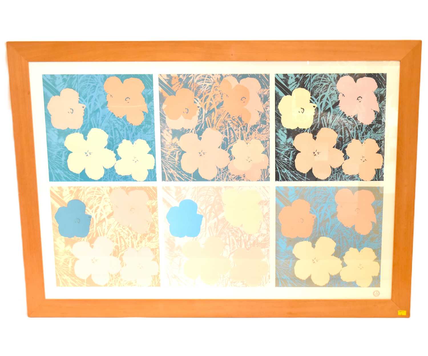 AFTER ANDY WARHOL (1928-1987); a colour print, flowers, six panels as one, with printed Andy