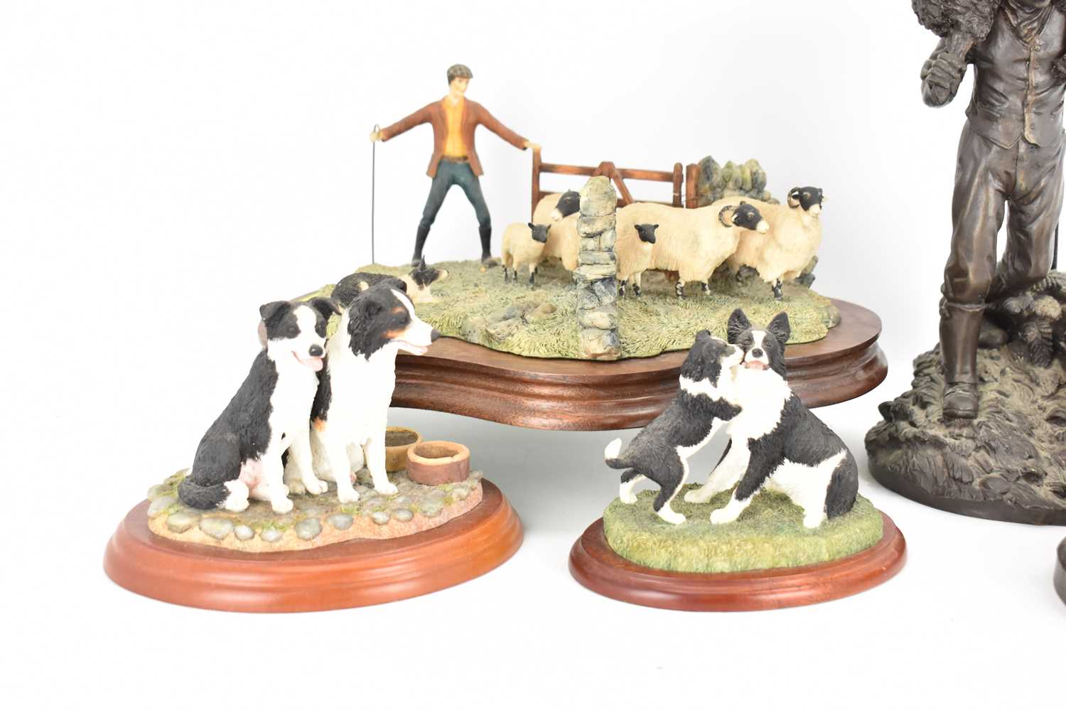 BORDER FINE ARTS; three figures comprising a group depicting farmer and collie dog rounding up - Bild 2 aus 2