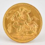 An Edward VII full sovereign 1908, George and Dragon, Melbourne Mint. Condition Report: 7.99g