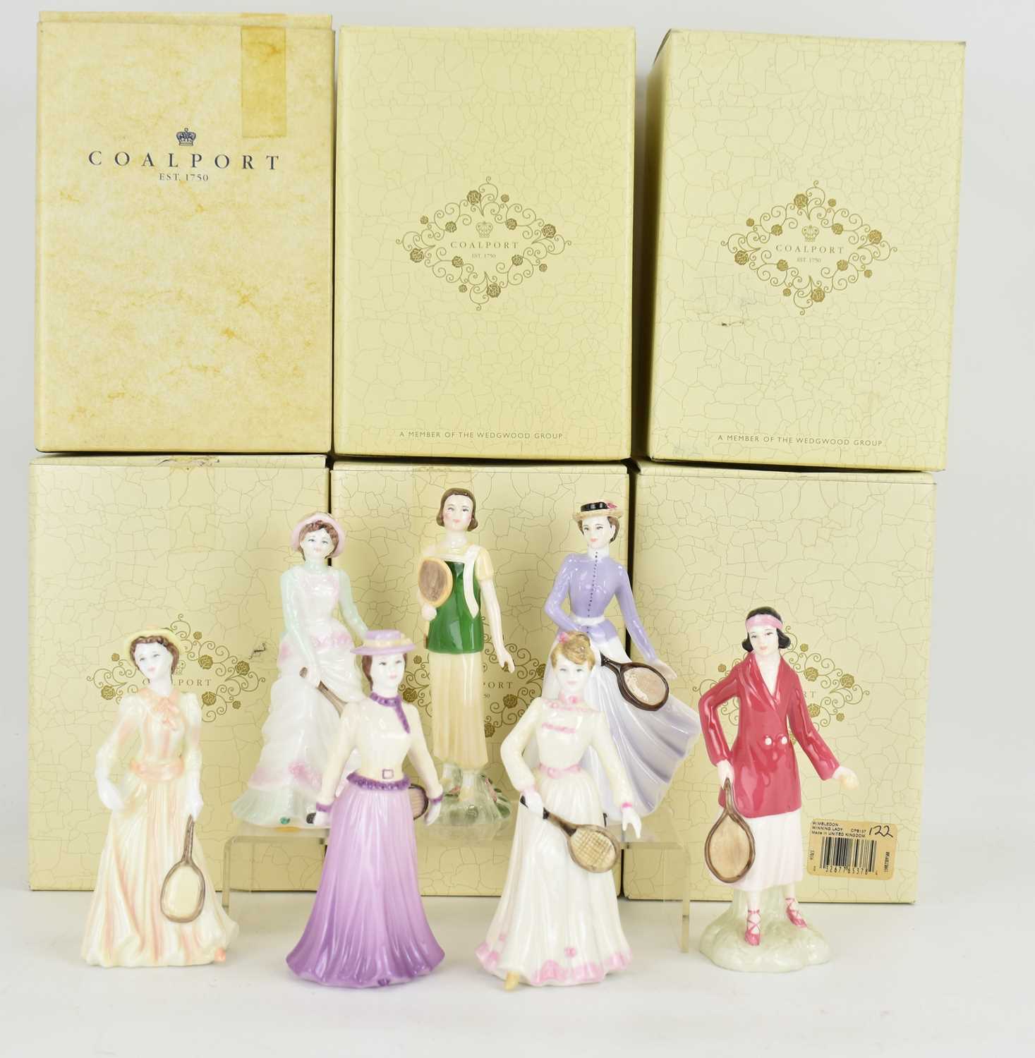 COALPORT; seven limited edition figurines from the Championship Wimbledon range, six boxed with - Image 2 of 3