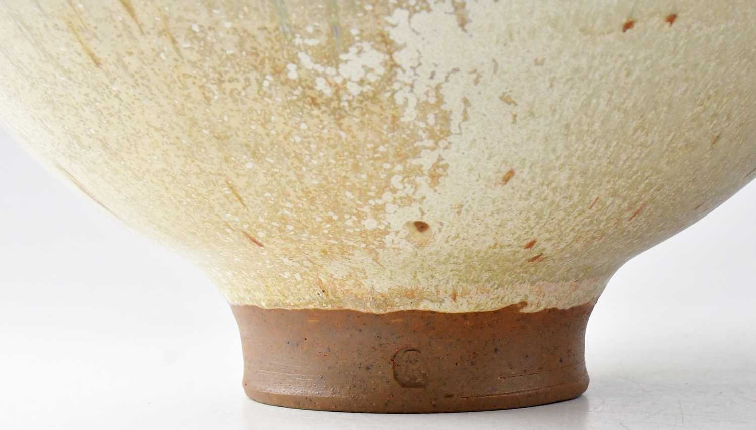 † MARTIN SILBER; a studio pottery bowl of conical footed form with blue, green, brown and cream - Image 3 of 4