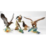 BESWICK; a collection of ceramic birds to include a graduated set of three wall-hanging kingfishers,