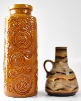 A West German vase, impressed with spiral motif on a brown ground, no. 282-40, height 42cm and a