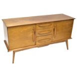 A Hand Craft Quality Furniture teak sideboard comprising three central drawers and a pair of