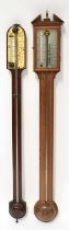 X MEYER & CO; a 19th century mahogany stick barometer with ivory dial, inscribed with the maker's