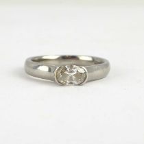 A platinum (950) ring set with marquise cut diamond, size M, approx. 6.7g.