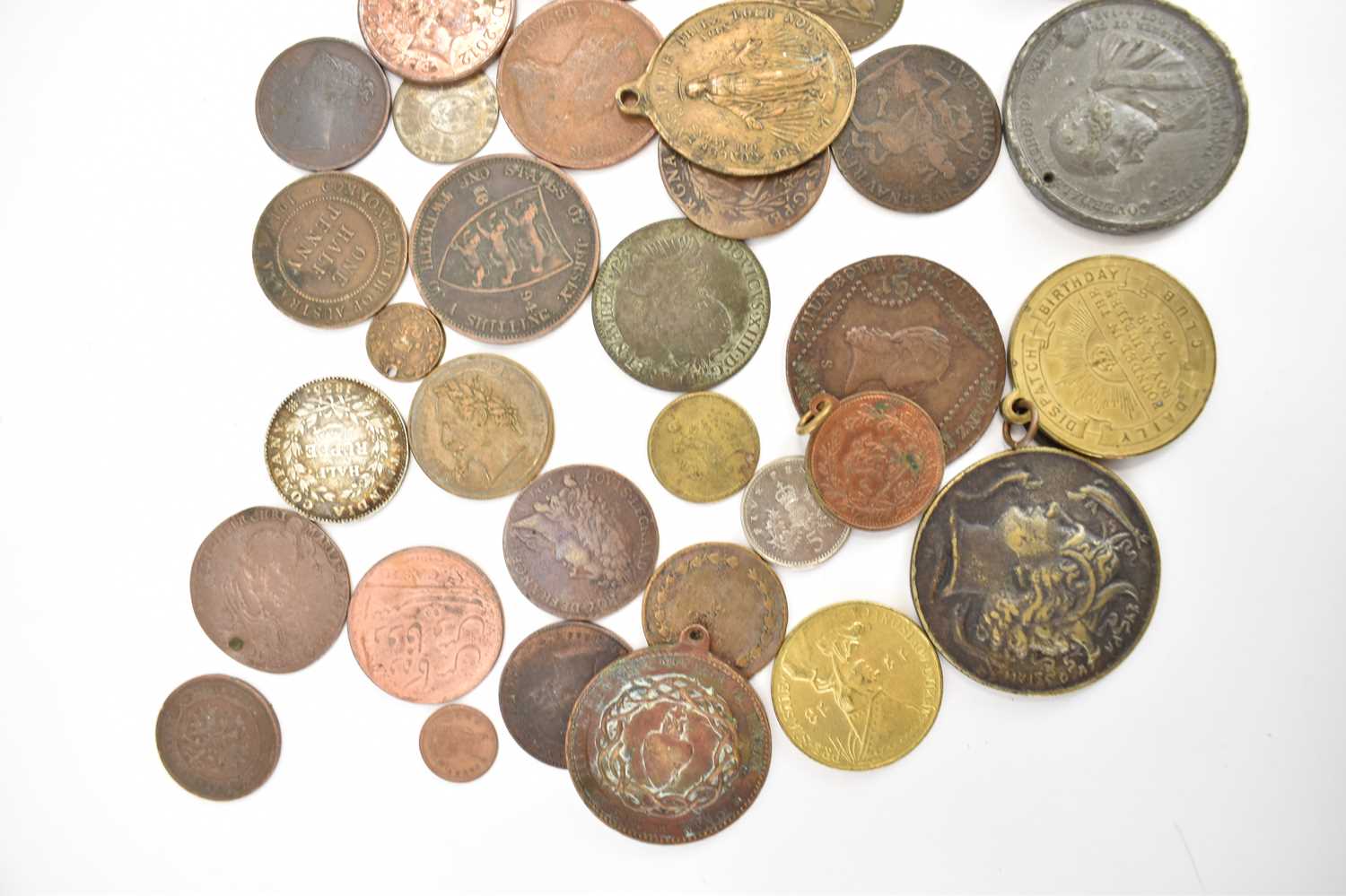 A small quantity of medals, medallions, coins, and tokens. - Image 2 of 3