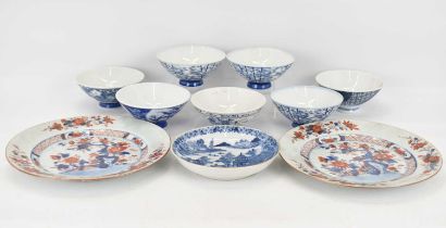 Various items of Oriental porcelain to include an 18th century Chinese blue and white saucer,