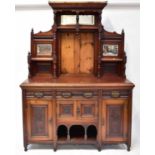 A Victorian mahogany mirror back dresser, the upper section with broken arched pediment above
