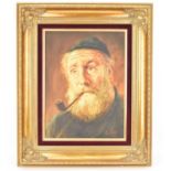 G VAN PELT; oil on canvas, head and shoulders of a fisherman smoking a pipe, signed lower right,