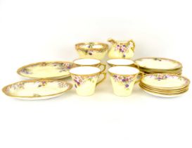 ISABEL ASPDEN CARLETON; a circa 1944 eighteen-piece hand painted porcelain part tea service