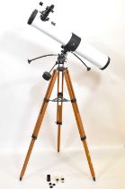 ASTRO; a Japanese reflecting telescope with 4.5" diameter aperture, f900mm, an adjustable tripod,