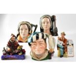 ROYAL DOULTON; two figures HN1493 'The Potter' and HN2683 'Stop Press', together with three