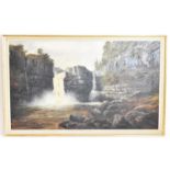 WILLIAM MELLOR (1851-1931); oil on canvas, a scene depicting High Force, the tallest waterfall in